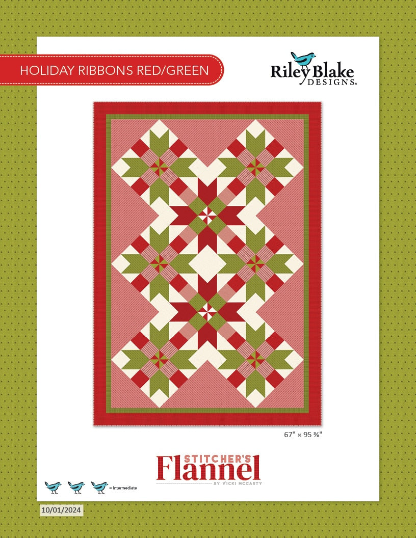 Holiday Ribbons Red Green Quilt