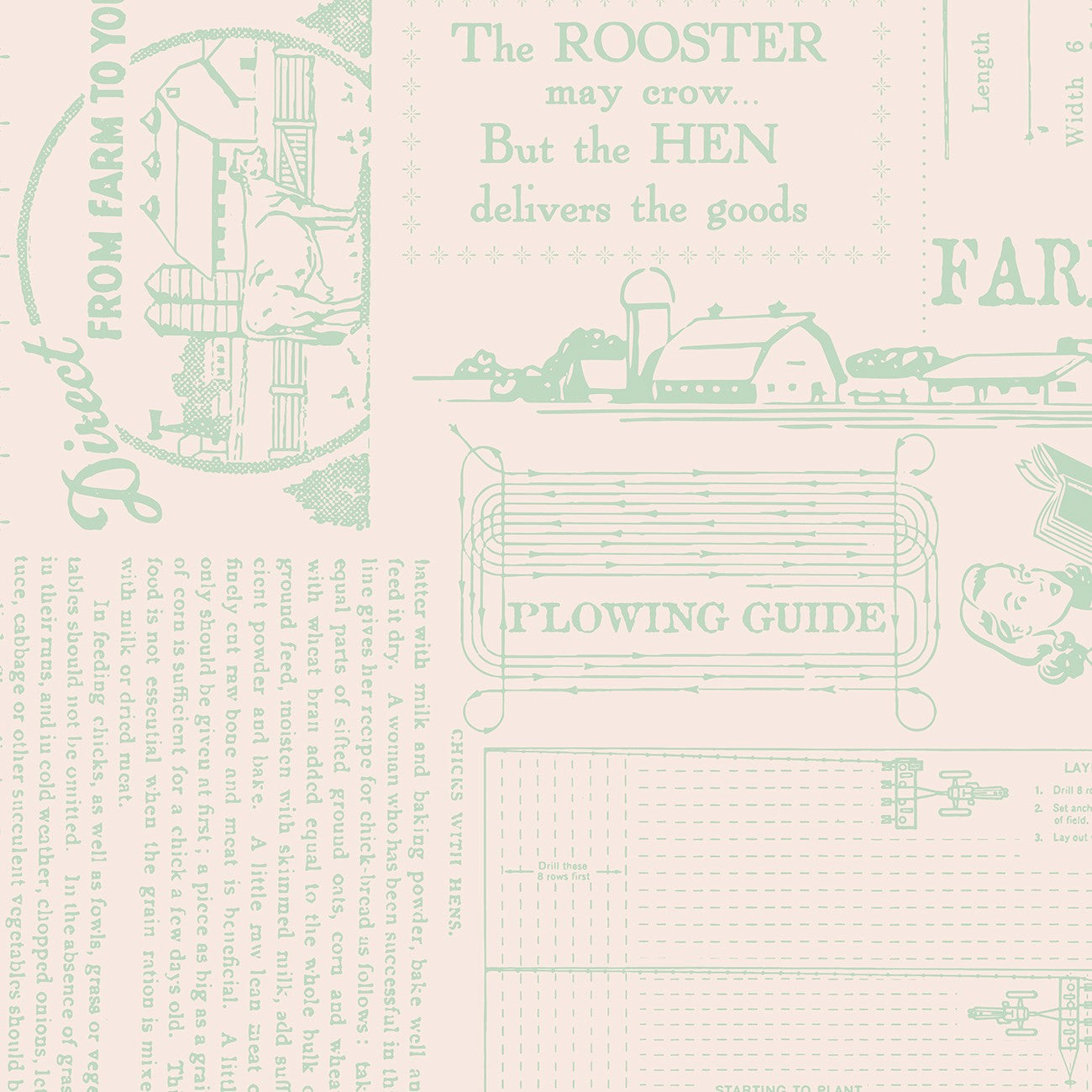 Farmer's Daughter / Farm Life Sage Wide Back Yardage by Lori Holt | Riley Blake Designs