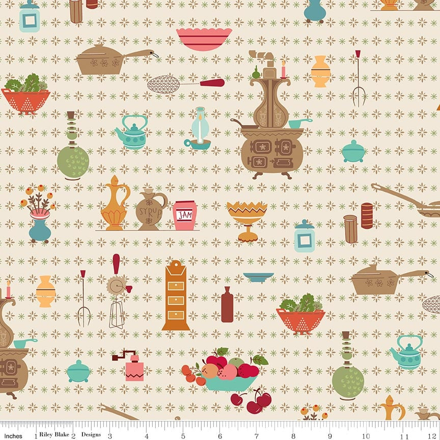 Baked with Love Wallpaper Linen Wide Back Yardage by Lori Holt | Riley Blake Designs