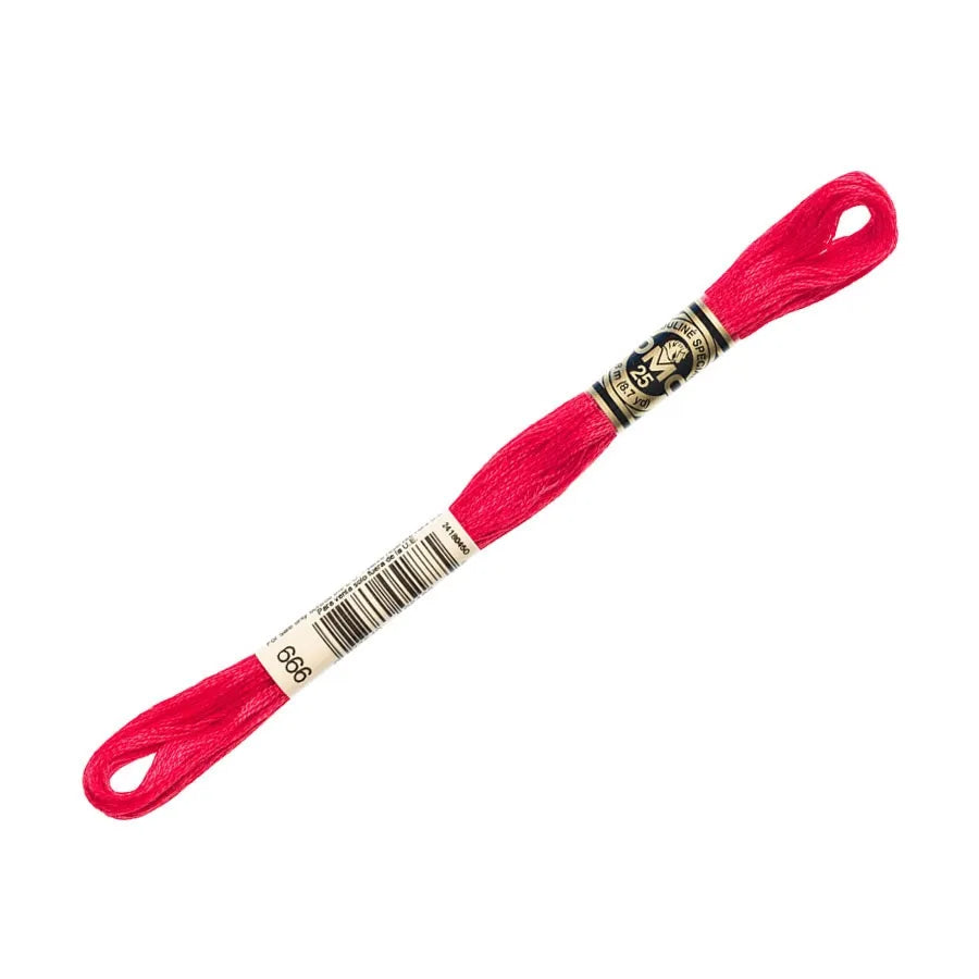 DMC 666 Bright Red 6 Strand Embroidery Floss | DMC #117-666