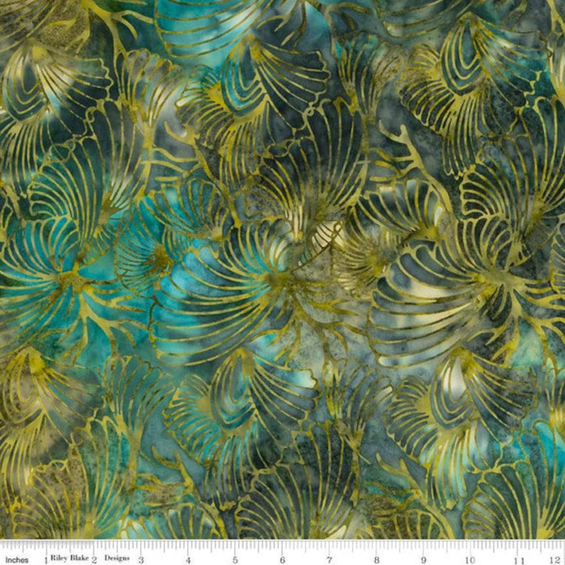 Epressions Batiks Tjaps Blu Green Multi Fat Quarter by Riley Blake Desings