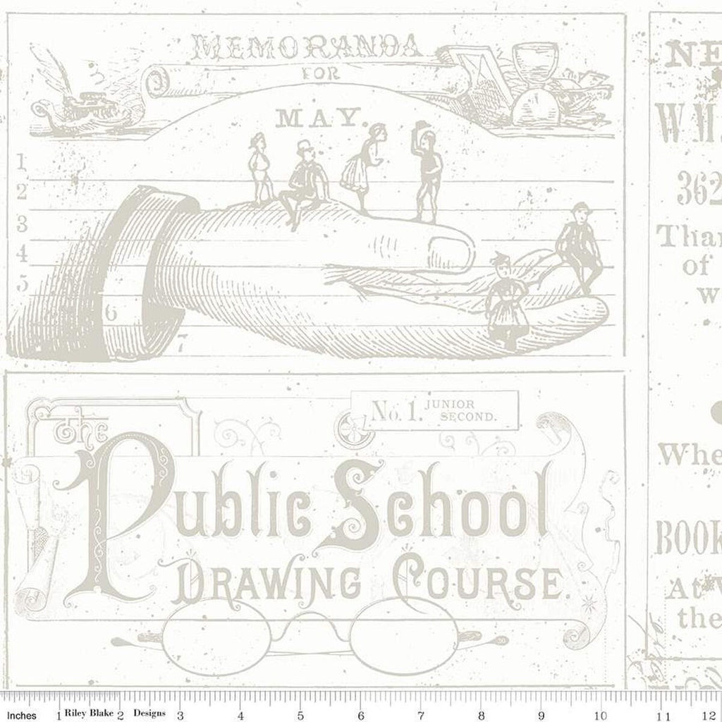 Art Journal Catalog Patch Light Gray Fabric by J Wecker Frisch for Riley Blake Designs