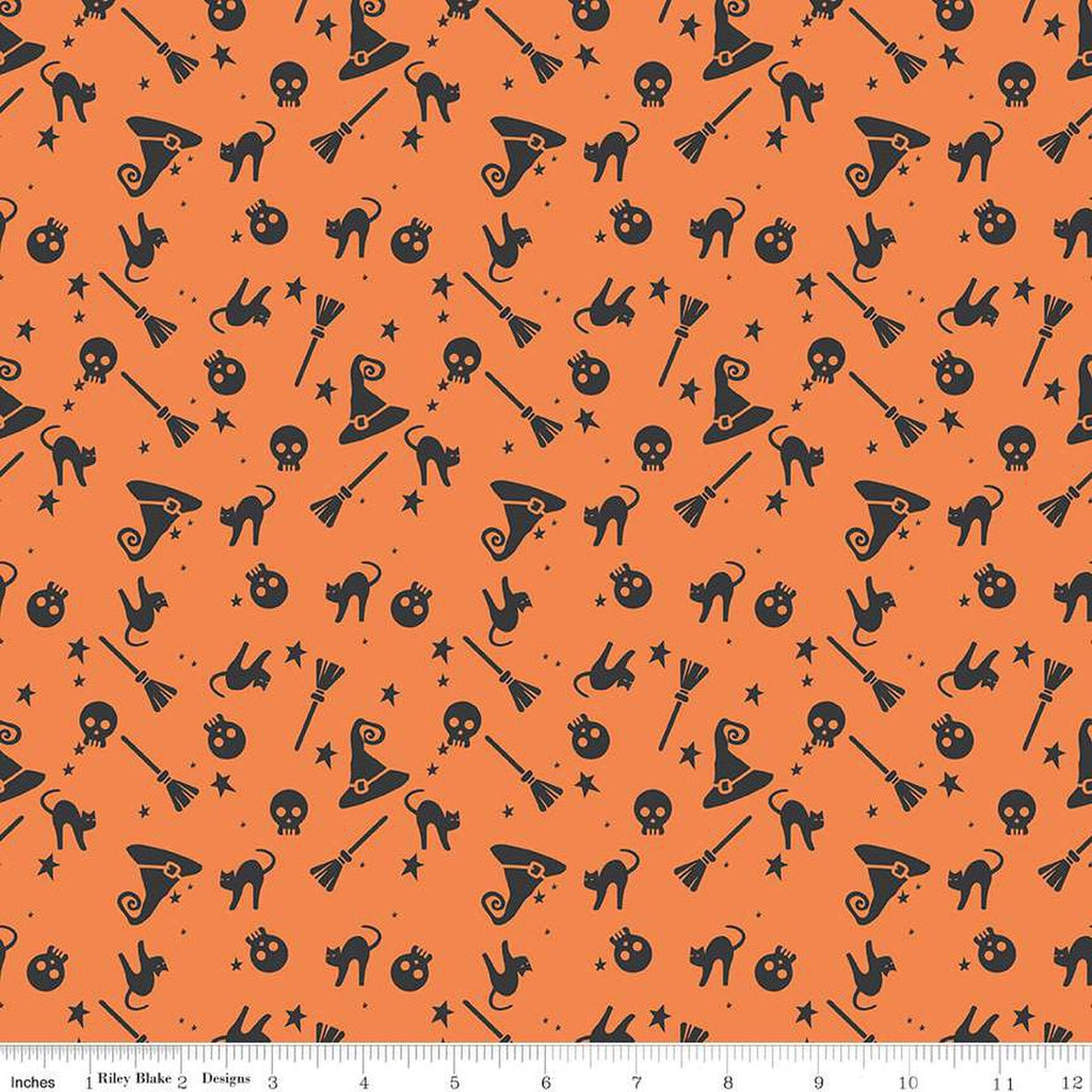 Hey Bootiful Witch Icons Orange Yardage by My Mind's Eye | Riley Blake Designs