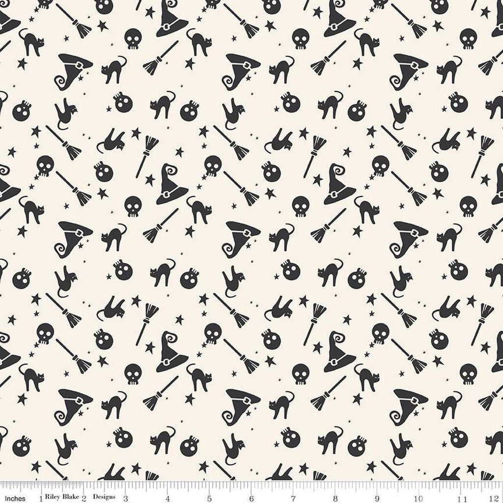 Hey Bootiful Witch Icons Off White Yardage by My Mind's Eye | Riley Blake Designs