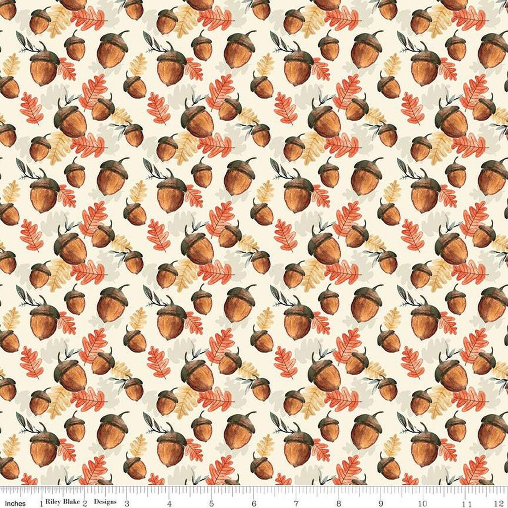Shades Of Autumn Acorns Cream Yardage by My Mind's Eye | Riley Blake Designs