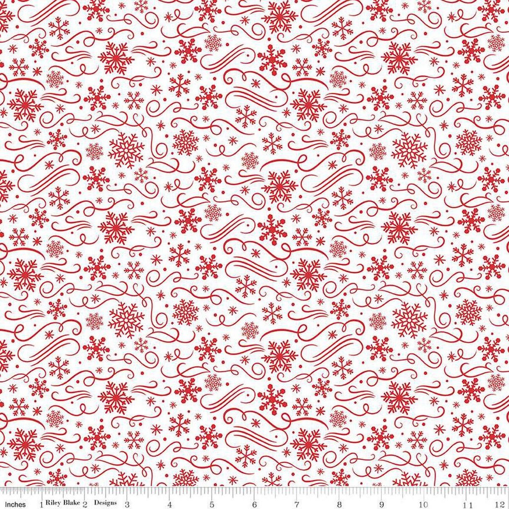 Designer Flannel Snowflakes White Yardage by Lori Whitlock | Riley Blake Designs