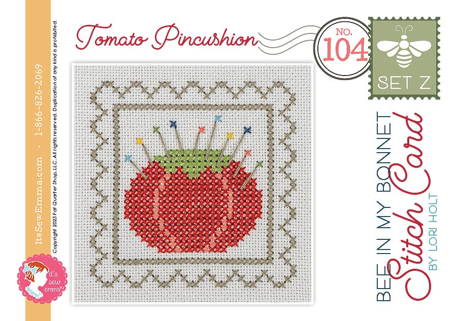 Bee in my Bonnet Stitch Cards Set Z Tomato Pincushion Lori Holt | It's Sew Emma ISE#4088