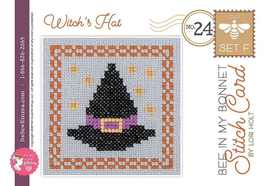 Bee in my Bonnet Stitch Cards Set F Witch's Hat Lori Holt | It's Sew Emma ISE#433