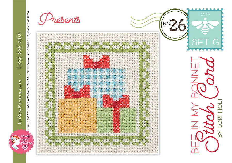 Bee in my Bonnet Stitch Cards Set G Cross Stitch Pattern by Lori Holt | It's Sew Emma #ISE-436 presents
