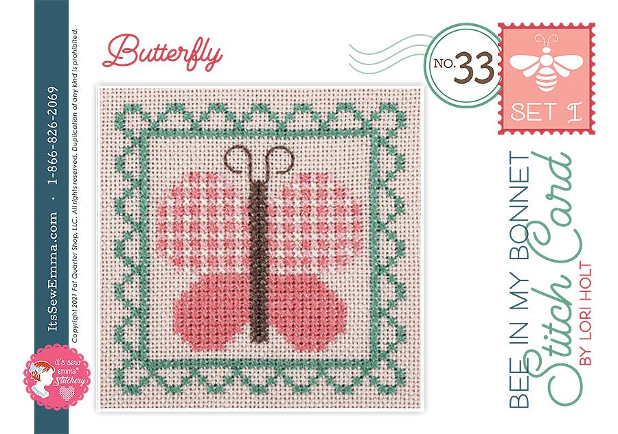 Bee in my Bonnet Stitch Cards Set I Butterfly Lori Holt | It's Sew Emma ISE#447