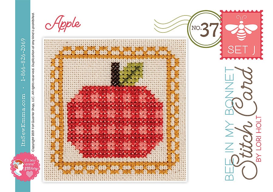 Bee in my Bonnet Stitch Cards Set J Apple Lori Holt | It's Sew Emma ISE#454
