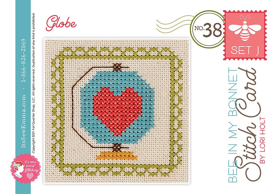 Bee in my Bonnet Stitch Cards Set J Globe Lori Holt | It's Sew Emma ISE#454