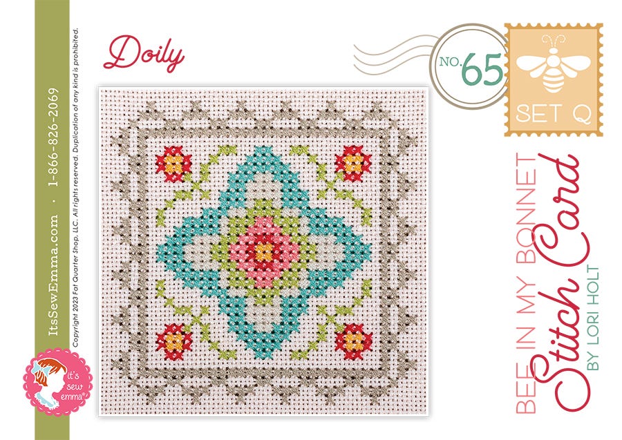 Bee in my Bonnet Stitch Cards Set Q Doily Lori Holt | It's Sew Emma ISE#4015