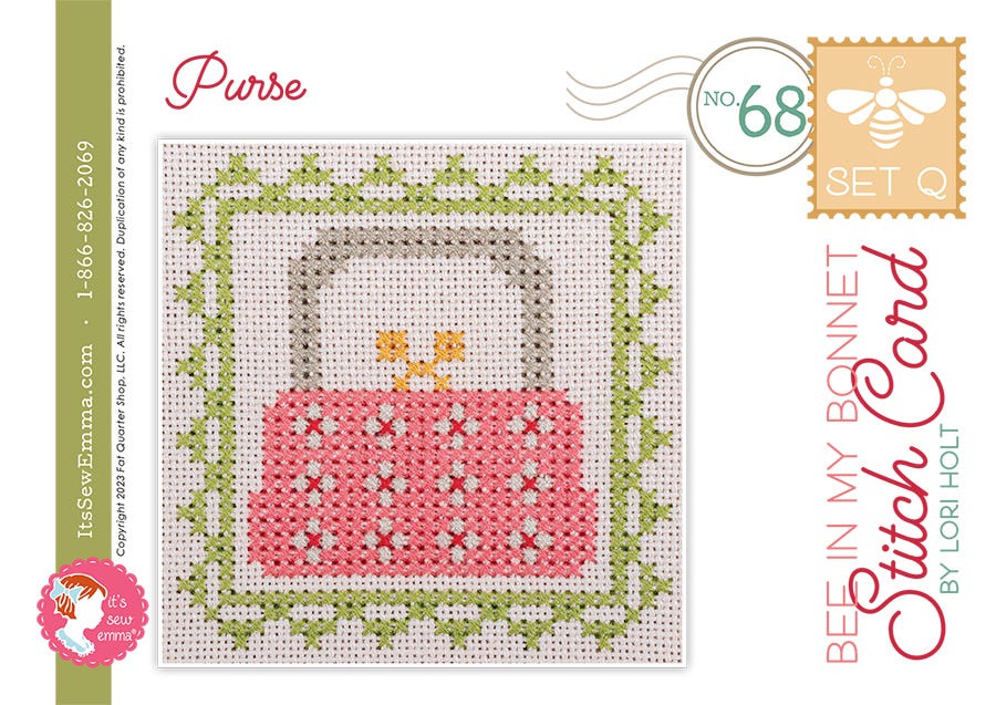 Bee in my Bonnet Stitch Cards Set Q Purse Lori Holt | It's Sew Emma ISE#4015