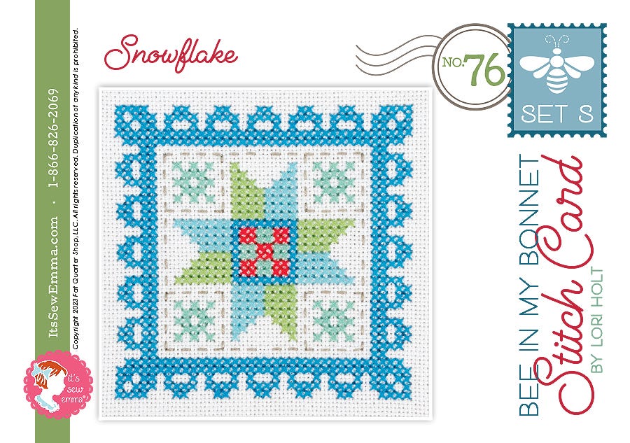 Bee in my Bonnet Stitch Cards Set S Snowflake Lori Holt | It's Sew Emma ISE#4024