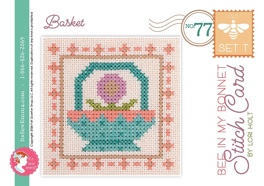 Bee in my Bonnet Stitch Cards Set T Basket Lori Holt | It's Sew Emma ISE#4057