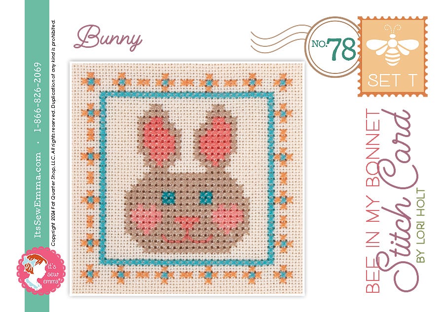 Bee in my Bonnet Stitch Cards Set T Bunny Lori Holt | It's Sew Emma ISE#4057
