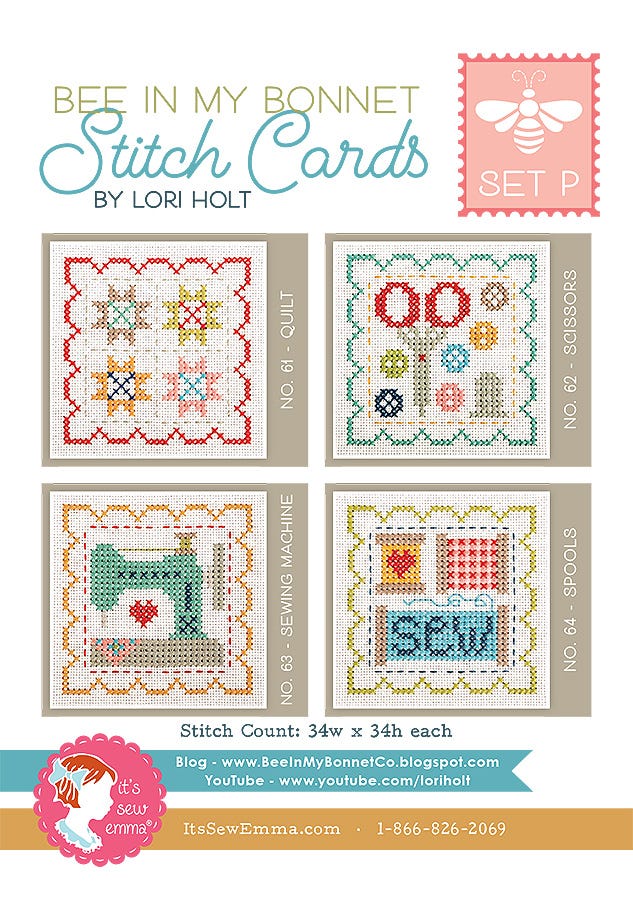 Bee in my Bonnet Stitch Cards Set P Lori Holt | It's Sew Emma ISE#4011