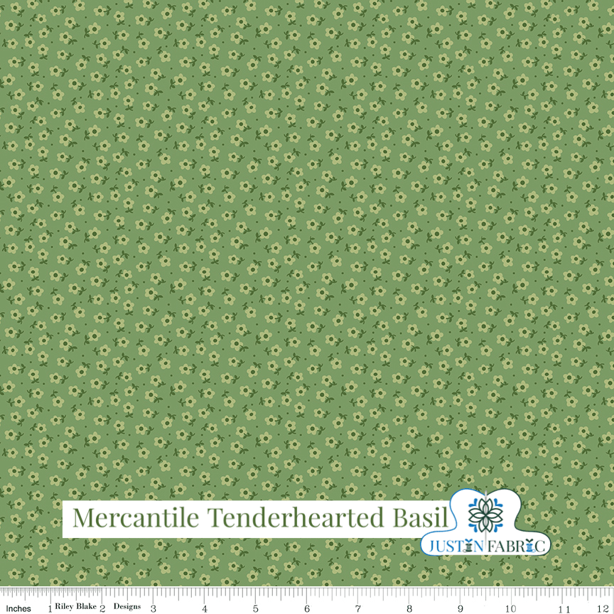 Mercantile Tenderhearted Basil Yardage| SKU: C14398-BASIL Pre-order (December 2023) -C14398-BASIL - Justin Fabric!