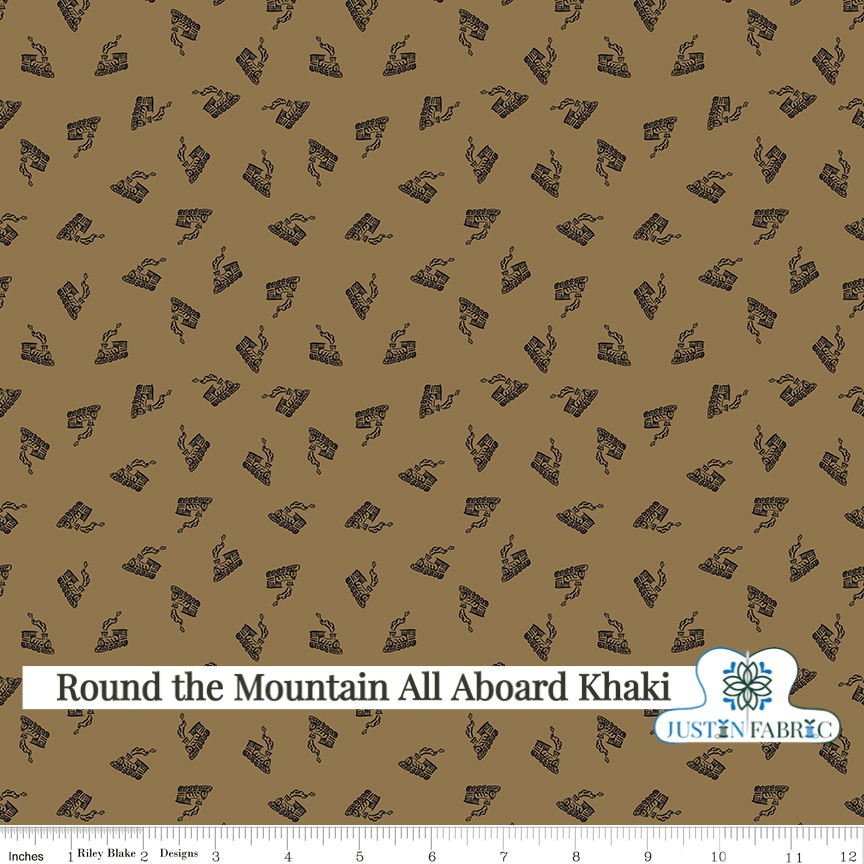 Round the Mountain All Aboard Khaki Yardage| SKU: C13813-KHAKI -C13813-KHAKI - Justin Fabric!