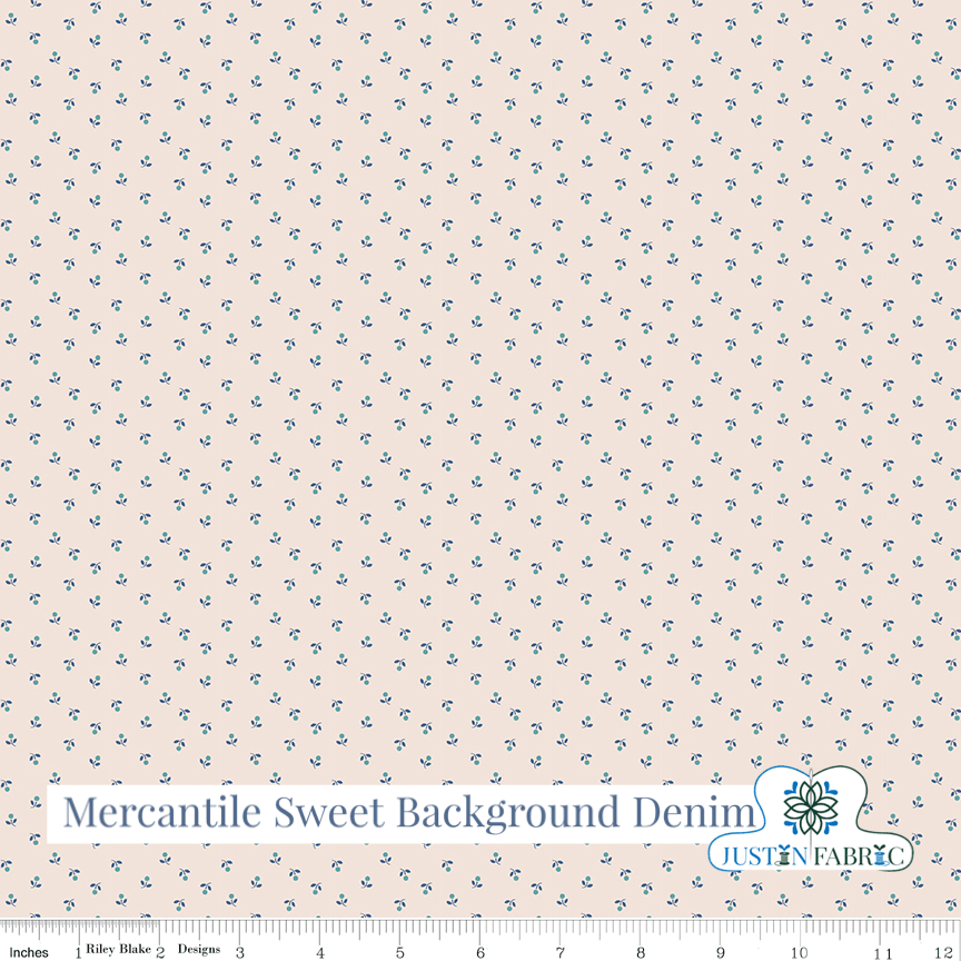 Mercantile Sweet Background Denim Yardage| SKU: C14405-DENIM Pre-order (December 2023) -C14405-DENIM - Justin Fabric!