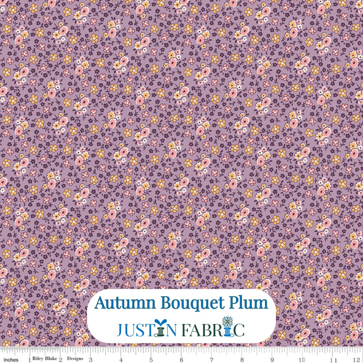 Autumn Bouquet Plum Cotton Yardage by Lori Holt | Riley Blake Designs -C14656-PLUM - Justin Fabric!