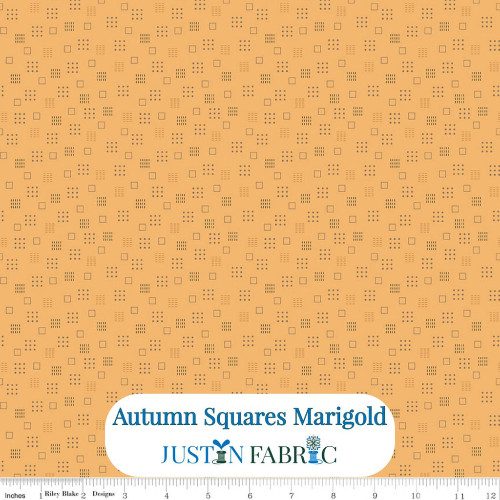 Autumn Squares Marigold Cotton Yardage by Lori Holt | Riley Blake Designs -C14653-MARIGOLD - Justin Fabric!