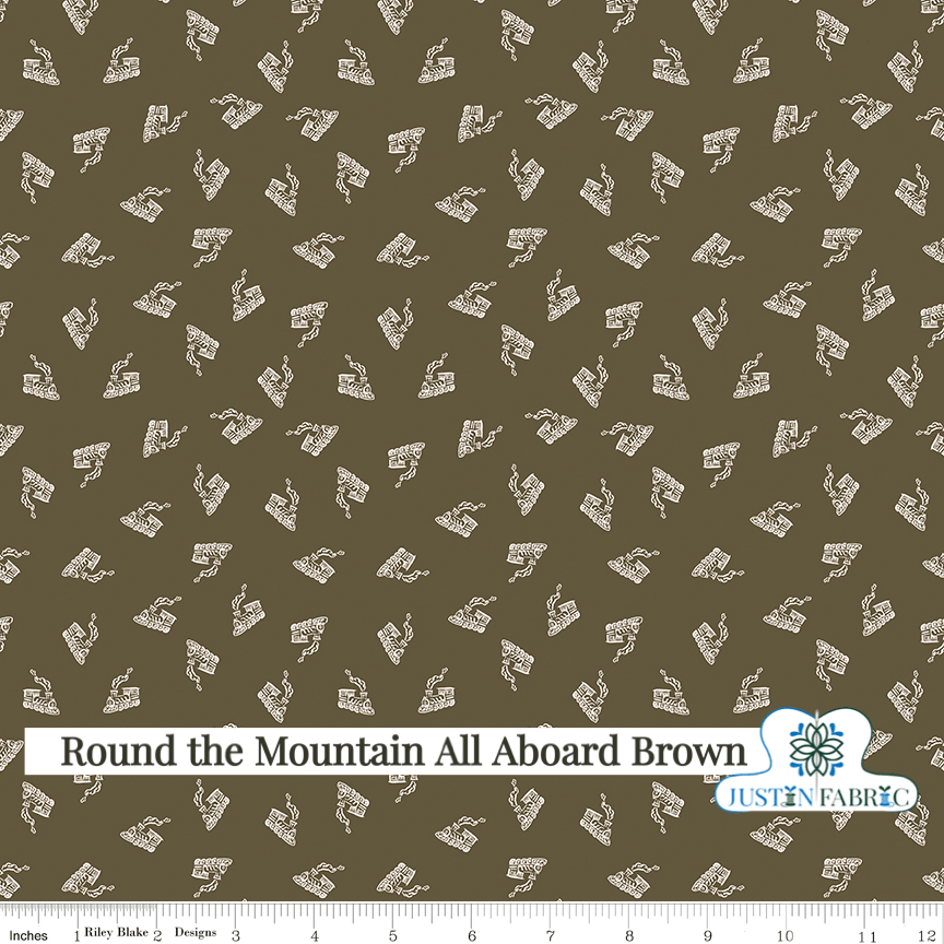 Round the Mountain All Aboard Brown Yardage| SKU: C13813-BROWN -C13813-BROWN - Justin Fabric!