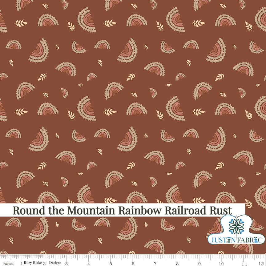 Round the Mountain Rainbow Railroad Rust Yardage| SKU: C13811-RUST -C13811-RUST - Justin Fabric!