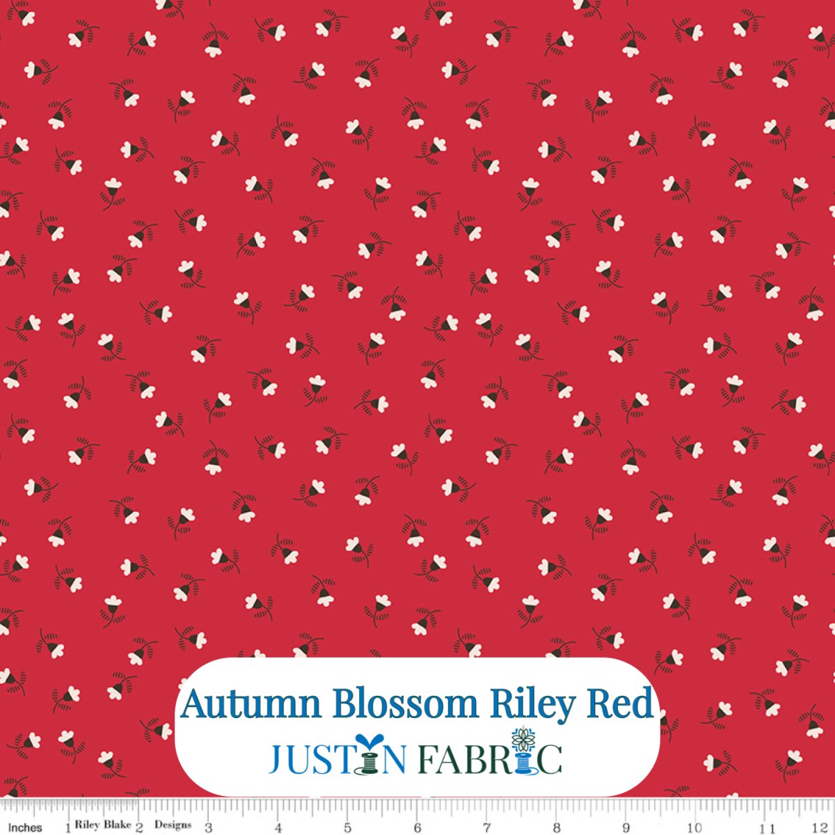Autumn Blossom Riley Red Cotton Yardage by Lori Holt | Riley Blake Designs -C14654-RILEYRED - Justin Fabric!