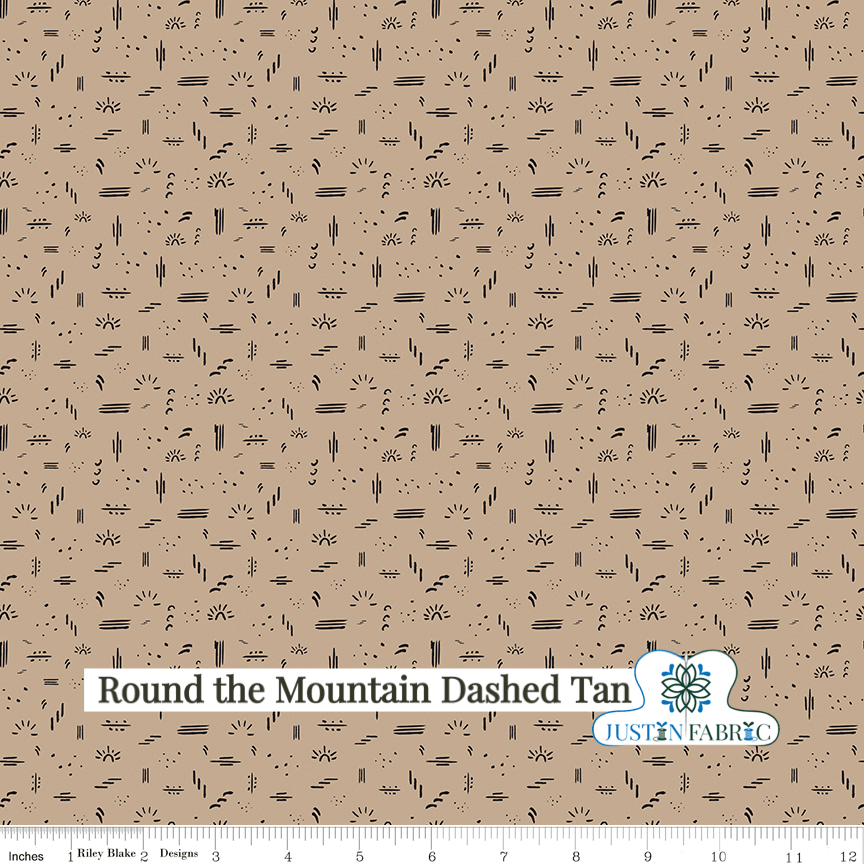 Round the Mountain Dashed Tan Yardage| SKU: C13815-TAN -C13815-TAN - Justin Fabric!