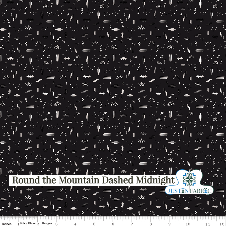 Round the Mountain Dashed Midnight Yardage| SKU: C13815-MIDNIGHT -C13815-MIDNIGHT - Justin Fabric!