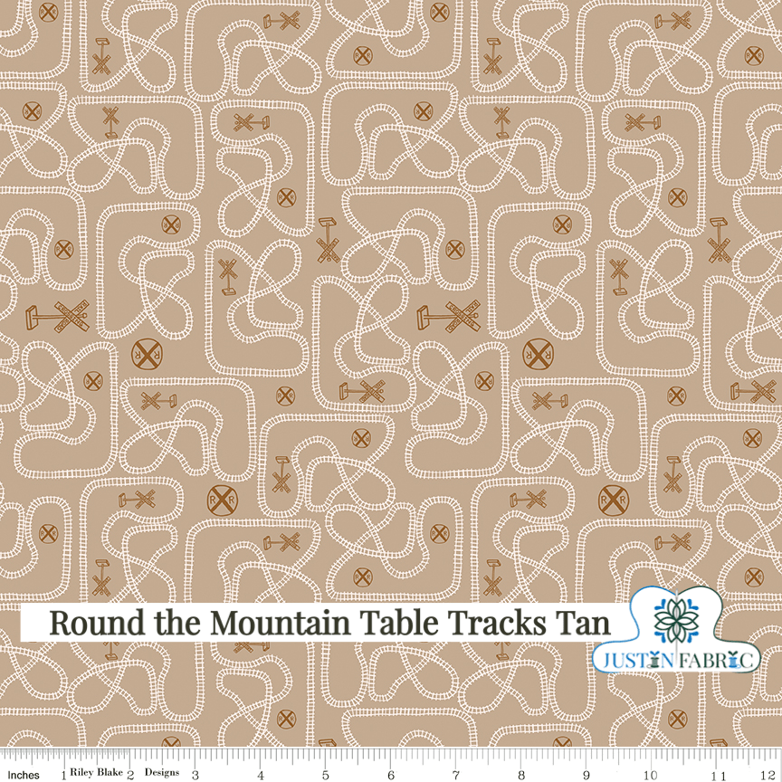 Round the Mountain Table Tracks Tan Yardage| SKU: C13812-TAN -C13812-TAN - Justin Fabric!