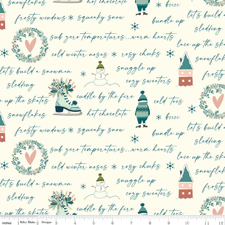 Arrival of Winter Text Cream Yardage | SKU: C13522-CREAM -C13522-CREAM - Justin Fabric!