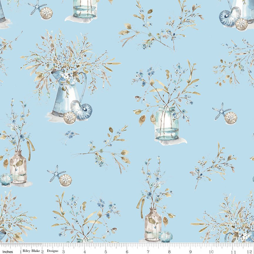 Blue Escape Coastal Main Sky Cotton Yardage by Lori Holt | Riley Blake Designs -C14510-SKY - Justin Fabric!