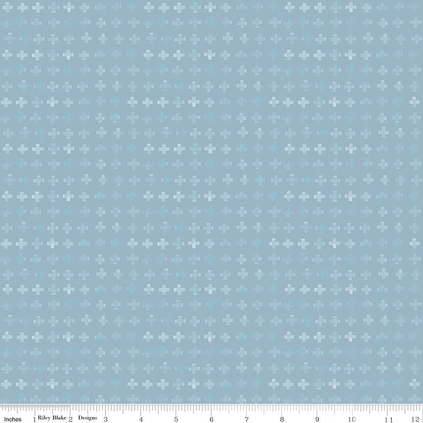 Blue Escape Coastal Plus Sign Blue Cotton Yardage by Lisa Audit | Riley Blake Designs -C14515-BLUE - Justin Fabric!
