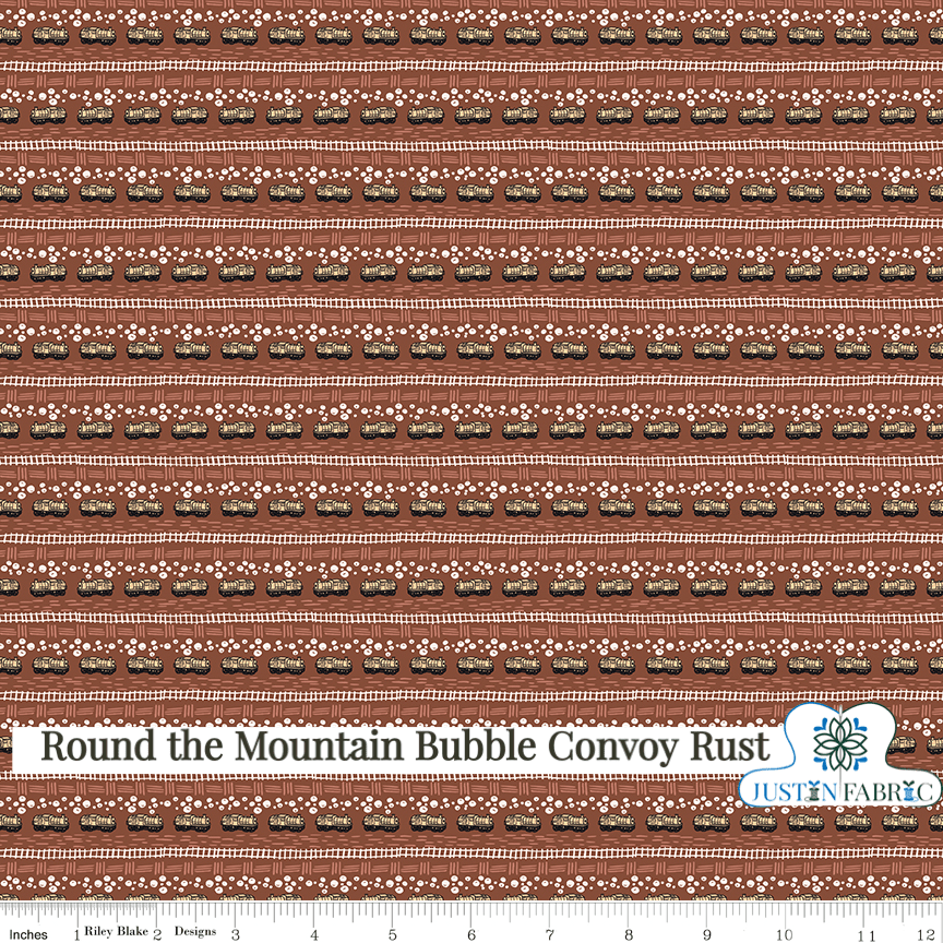 Round the Mountain Bubble Convoy Rust Yardage| SKU: C13814-RUST -C13814-RUST - Justin Fabric!