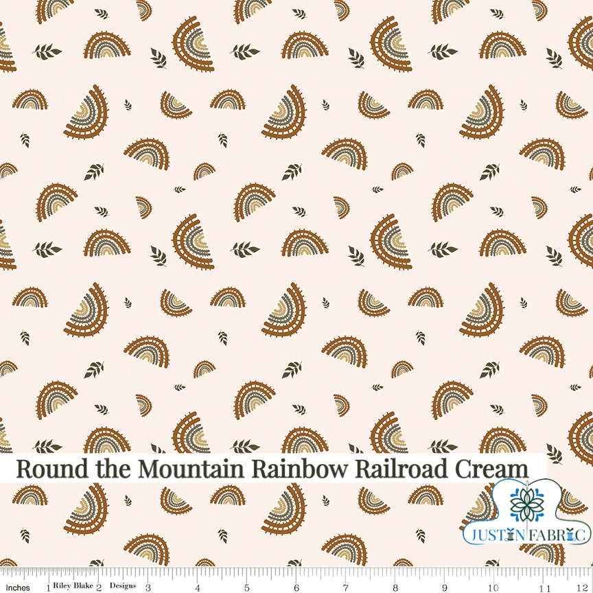 Round the Mountain Rainbow Railroad Cream Yardage| SKU: C13811-CREAM -C13811-CREAM - Justin Fabric!