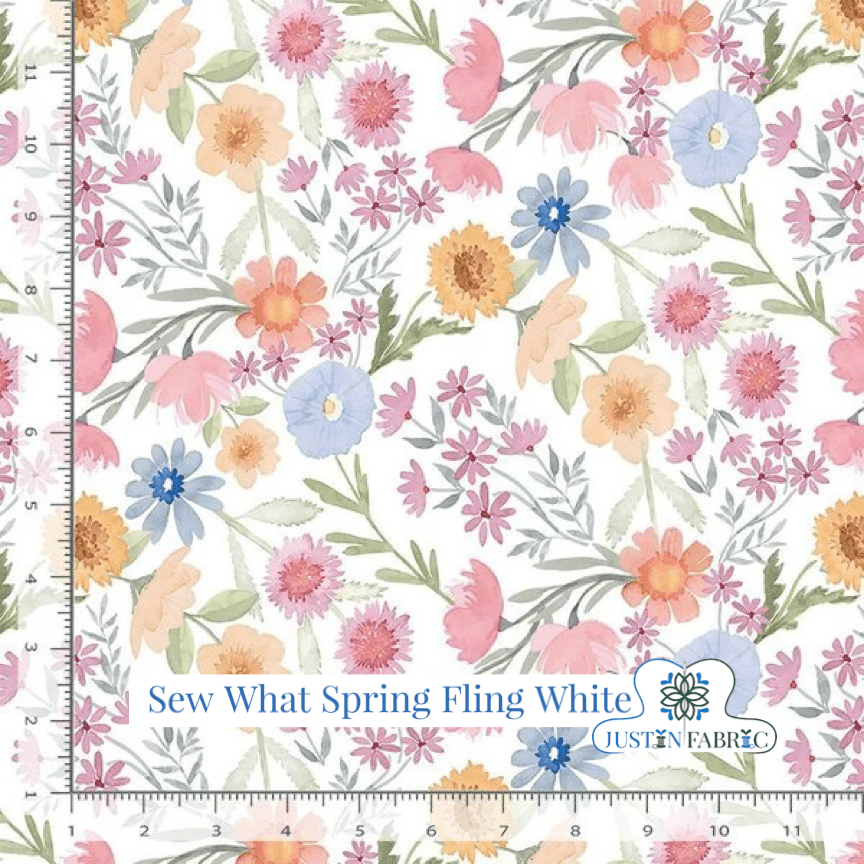 Sew it Goes Spring Fling in White Yardage| SKU: DCJ2635-WHITE -DCJ2635-WHITE - Justin Fabric!