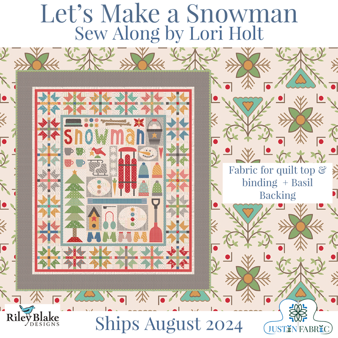 Let's Make a Snowman Sew Along Quilt Kit by Lori Holt | Pre-order for July 2024 Release -SA-LMAS-FAB+SCHLBK - Justin Fabric!