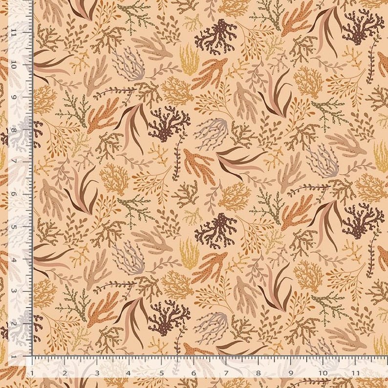 Night Swim Tan Coral Reef Yardage | SKU: D2445 TAN -D2445-TAN - Justin Fabric!