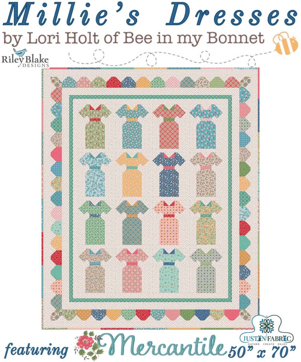 Millie's Dresses Quilt Kit featuring Mercantile by Lori Holt | Pre-order (January 2024) -KT-MILLIESDRESSES - Justin Fabric!
