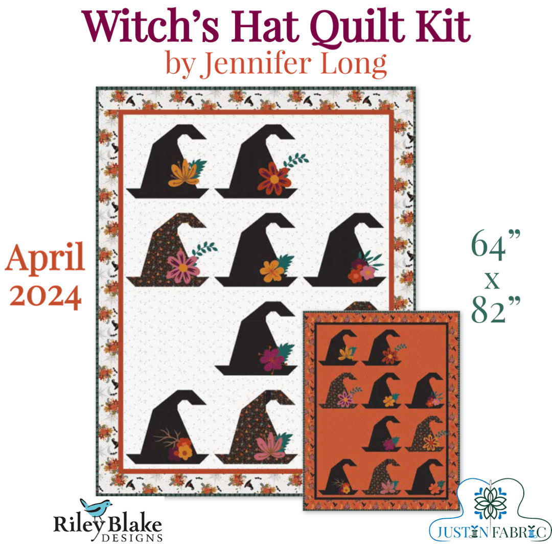 Witch’s Hat Quilt Kit featuring Little Witch by Jennifer Long | Pre-order (April 2024) -KT-WITCHSHAT-PUMPKIN - Justin Fabric!