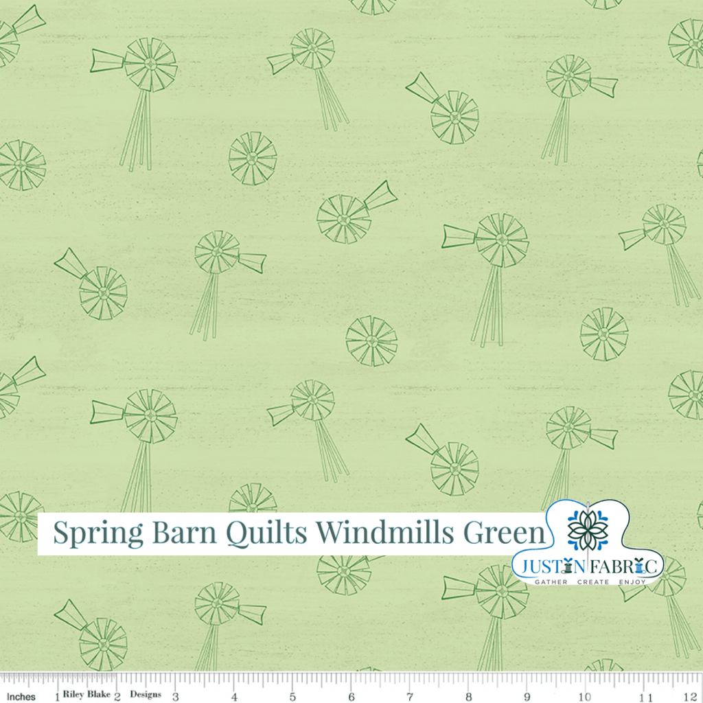 Spring Barn Quilts Windmills GreenYardage| SKU: C14333-GREEN Pre-order (January 2024) -C14333-GREEN - Justin Fabric!
