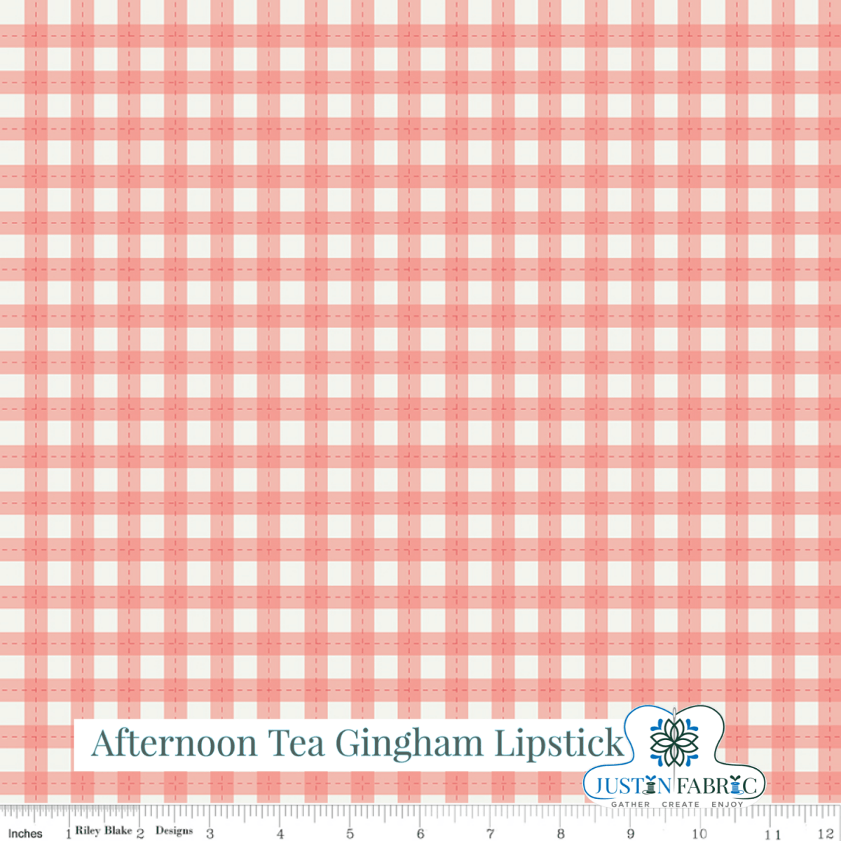 Afternoon Tea Gingham Lipstick Yardage | SKU: C14035-LIPSTICK -C14035-LIPSTICK - Justin Fabric!