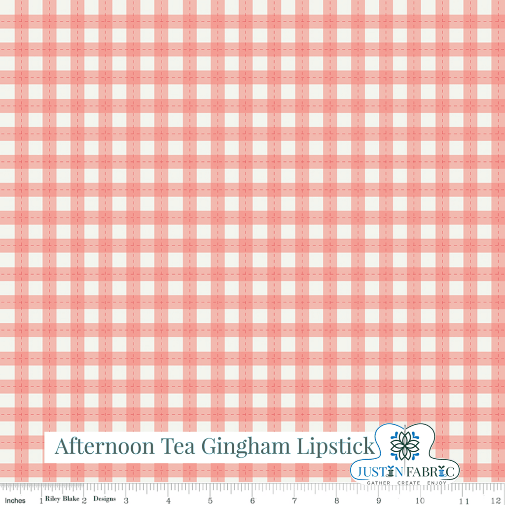 Afternoon Tea Gingham Lipstick Yardage | SKU: C14035-LIPSTICK -C14035-LIPSTICK - Justin Fabric!