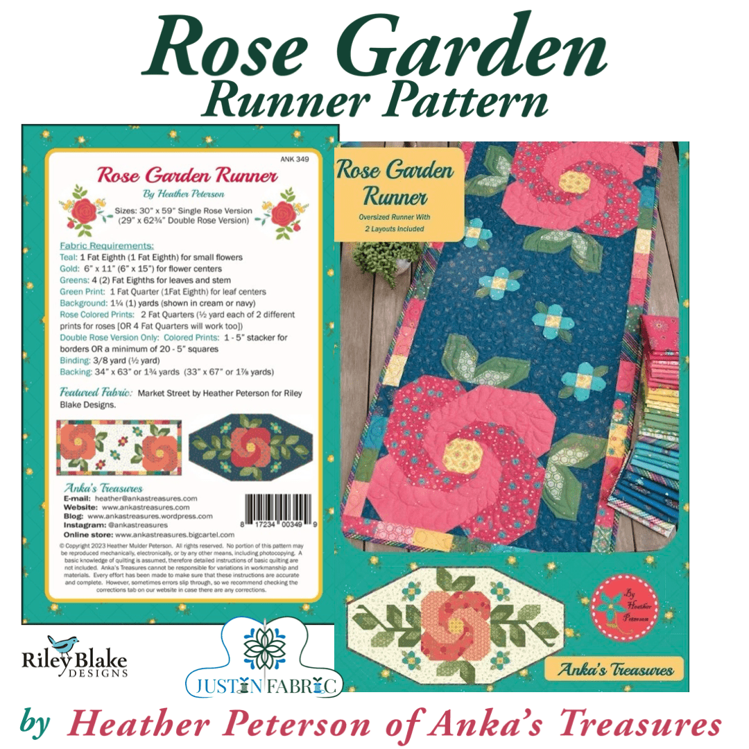 Rose Garden Runner Pattern by Heather Peterson | P154-ROSEGARDEN -P154-ROSEGARDEN - Justin Fabric!