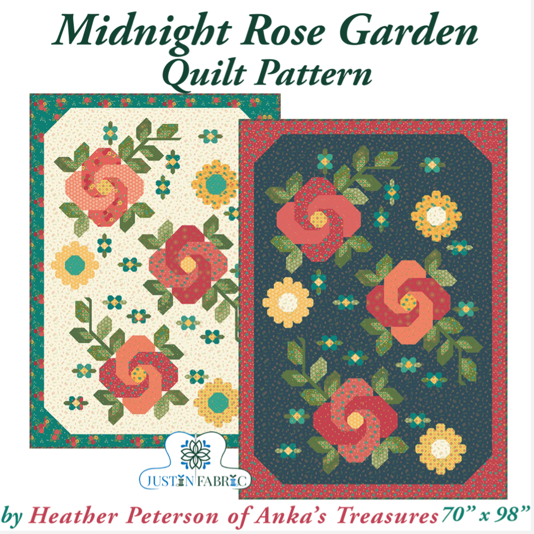 Midnight Rose Garden Quilt Pattern by Heather Peterson | P154-MIDNIGHTROSE -P154-MIDNIGHTROSE - Justin Fabric!