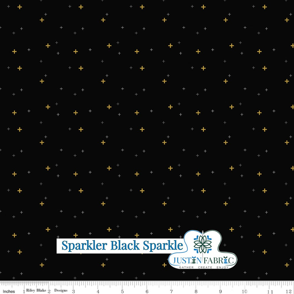 Sparkler Black Sparkle Yardage - Melissa Mortensen | Riley Blake Designs, SKU: SC650-BLACK -SC650-BLACK - Justin Fabric!