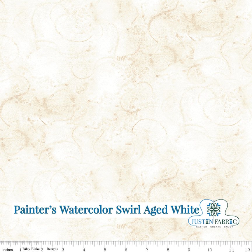 Painter’s Watercolor Swirl Aged White Yardage by J. Wecker Frisch | Riley Blake Designs, SKU: C680-AGEDWHITE -C680-AGEDWHITE - Justin Fabric!